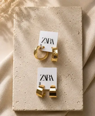 Set de aros Zara dorados - miniatura 5