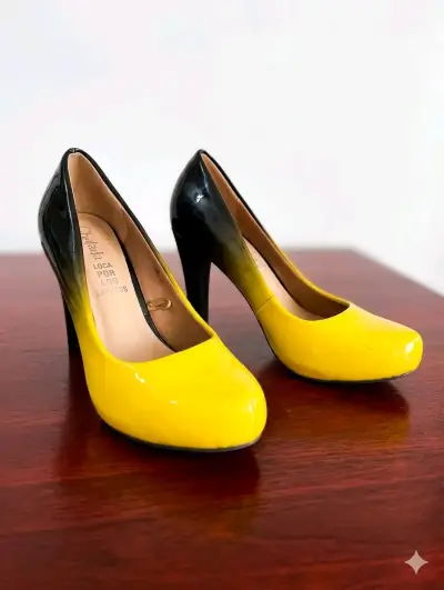 Tacones bicolor amarillo y negro - miniatura 1