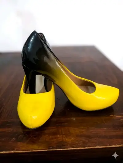 Tacones bicolor amarillo y negro - miniatura 2