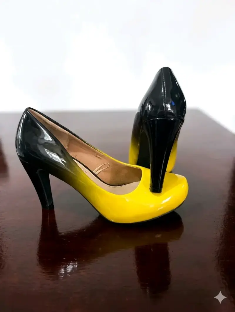 Tacones bicolor amarillo y negro - 3