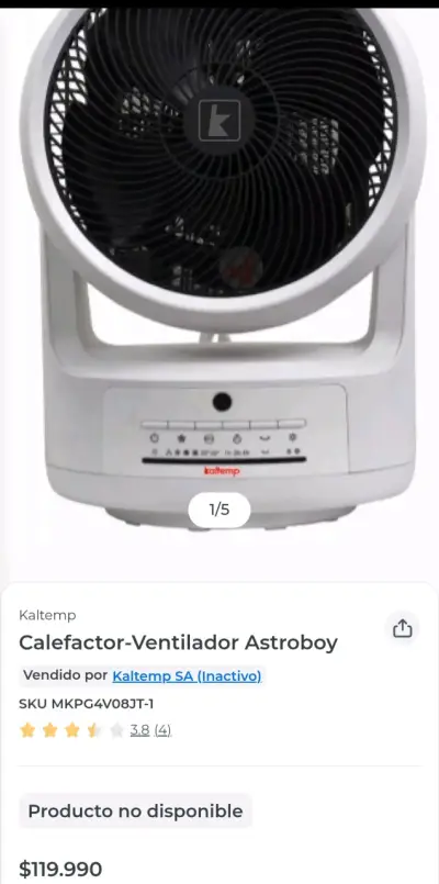 Calefactor/Ventilador Kaltemp blanco - miniatura 4