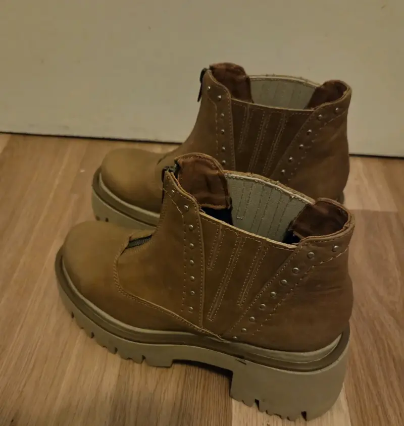 Botines de cuero camel con plataforma - 3