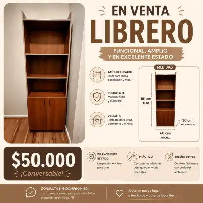 Librero funcional en excelente estado - miniatura 1
