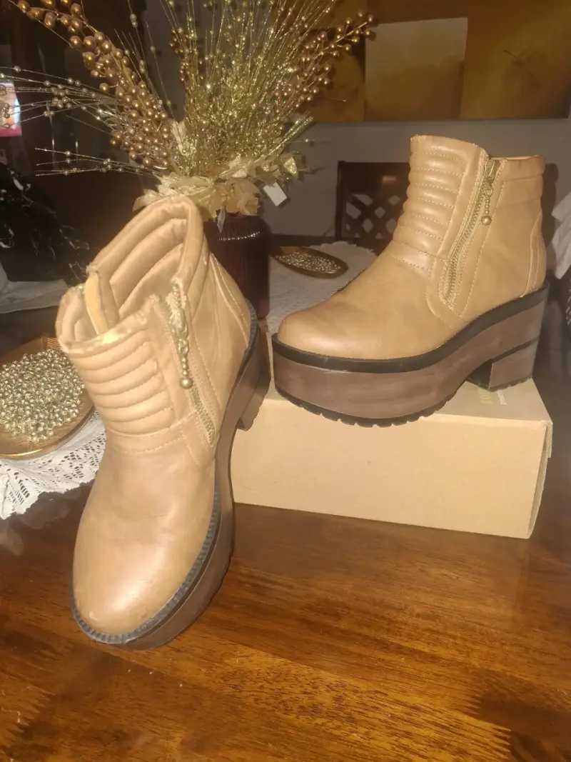 Botines de plataforma beige - 2