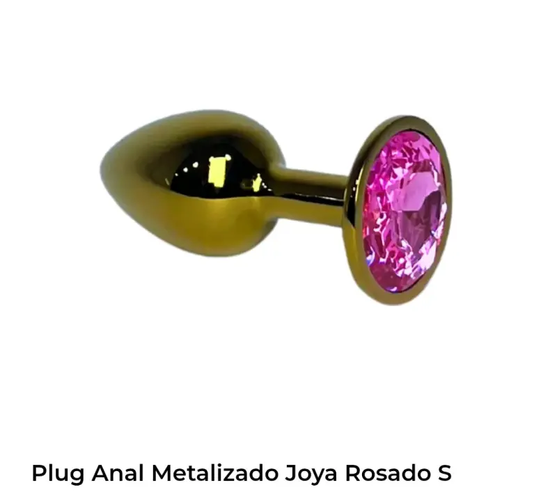 Plug anal metalizado con joya rosada