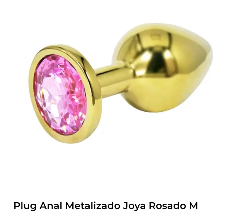Plug anal metalizado con joya rosada