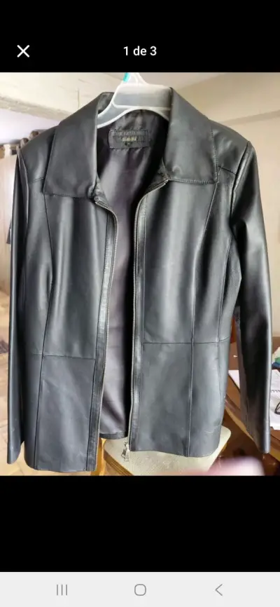 Chaqueta de cuero negra - miniatura 1