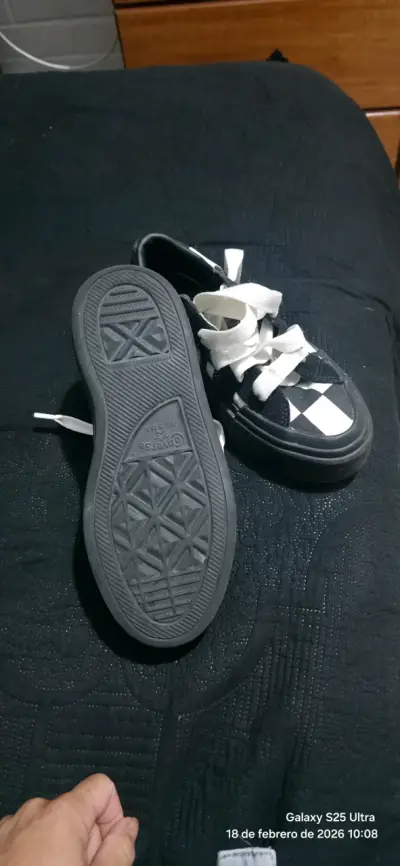 Zapatillas ajedrez blanco y negro converse talla37 - miniatura 3