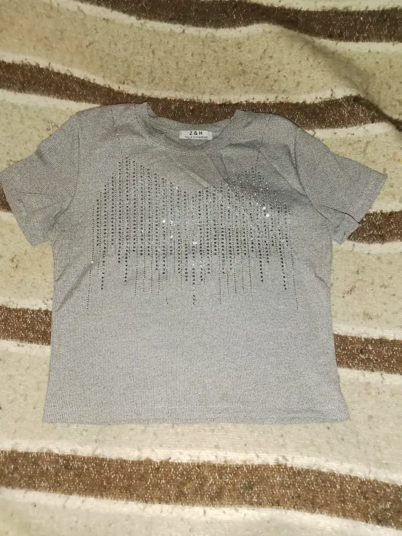Polera gris con brillo Z&H