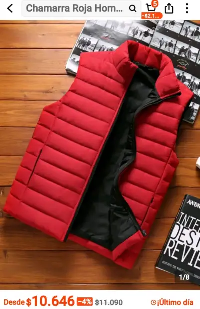 Chaleco rojo acolchado para hombre - miniatura 1