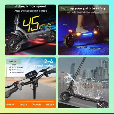 Scooter eléctrico plegable negro mod. V5 Off Road - miniatura 2