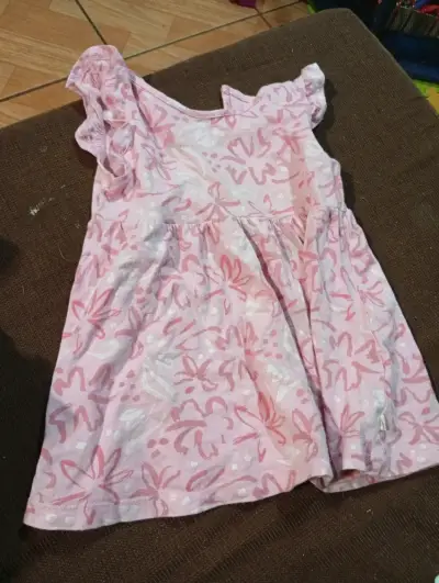 Vestido infantil rosado con flores - miniatura 1