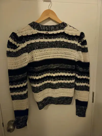 Cardigan blanco y negro tejido IO - miniatura 2