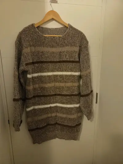Sweater rayado marrón y beige - miniatura 1