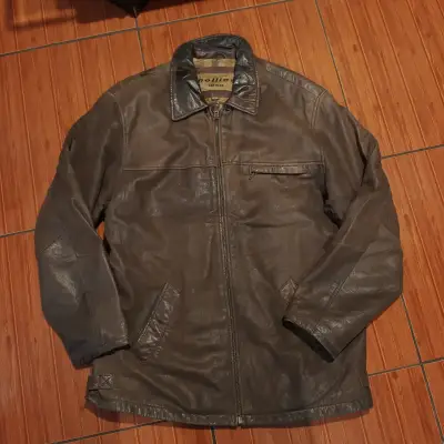Chaqueta de cuero marrón HOLLIES - miniatura 1