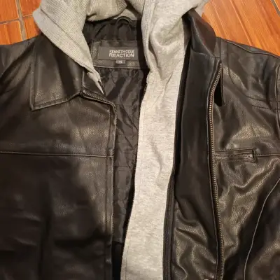 Chaqueta de cuero negra KENNETH COLE - miniatura 3