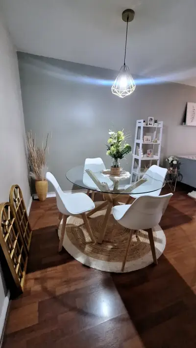 Juego de comedor vidrio y madera - miniatura 2