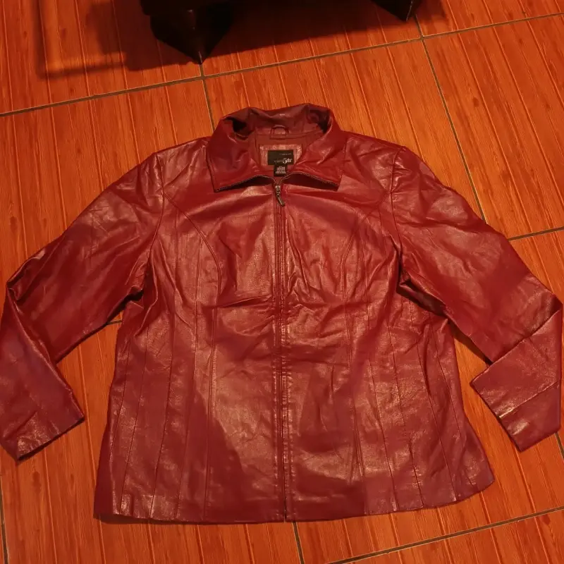Chaqueta de cuero roja mujer - 1