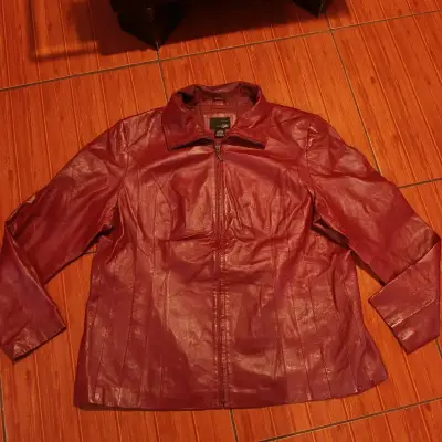 Chaqueta de cuero roja mujer - miniatura 1