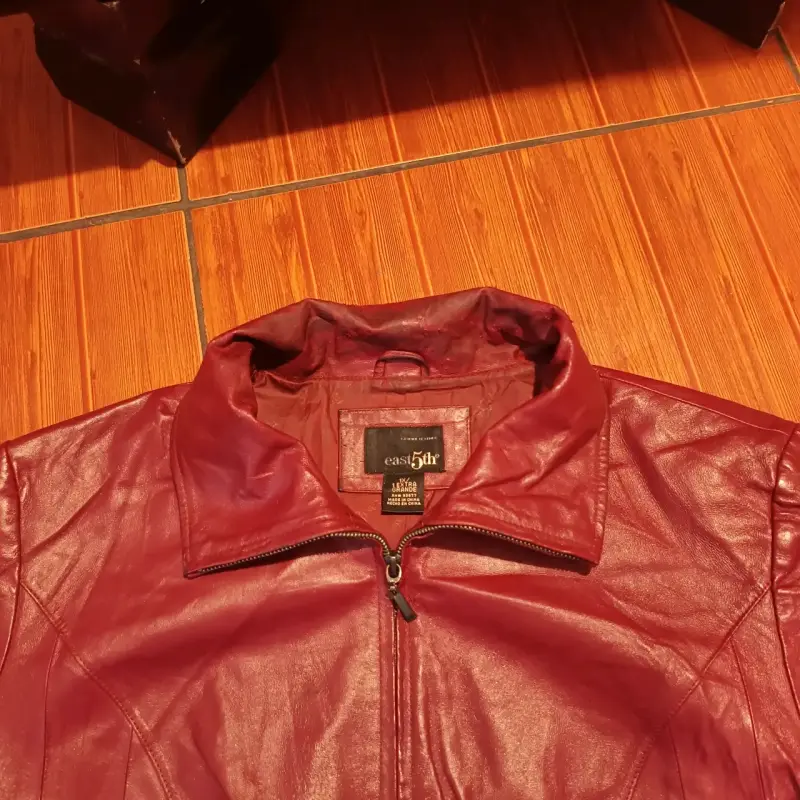 Chaqueta de cuero roja mujer - 2