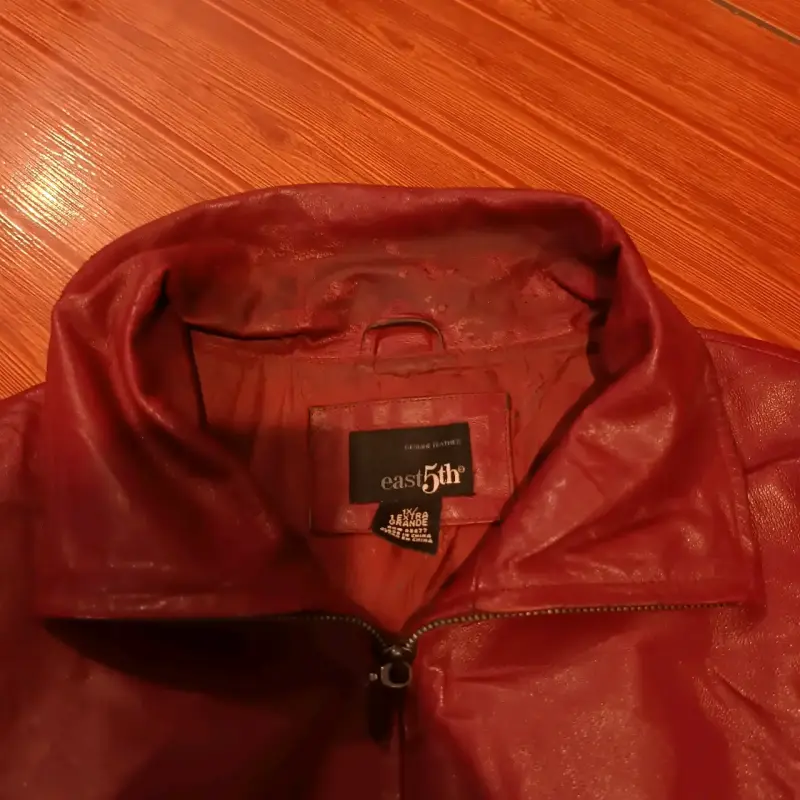 Chaqueta de cuero roja mujer - 4