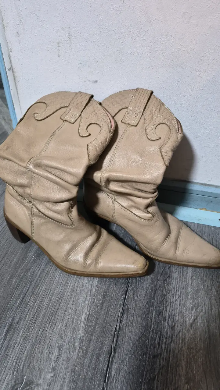 Botas beige de cuero - 3