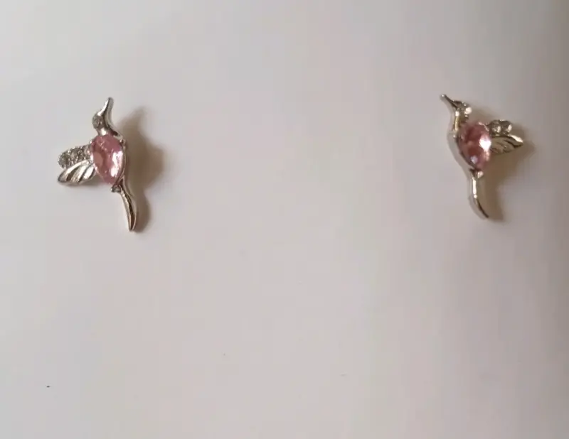 Aros colibrí con piedras moradas - 2