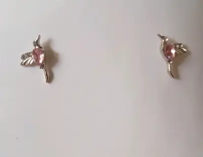 Aros colibrí con piedras moradas - miniatura 2