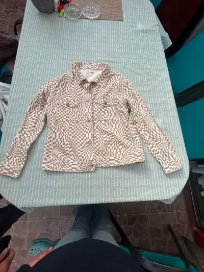 Chaqueta beige con estampado geométrico - miniatura 1