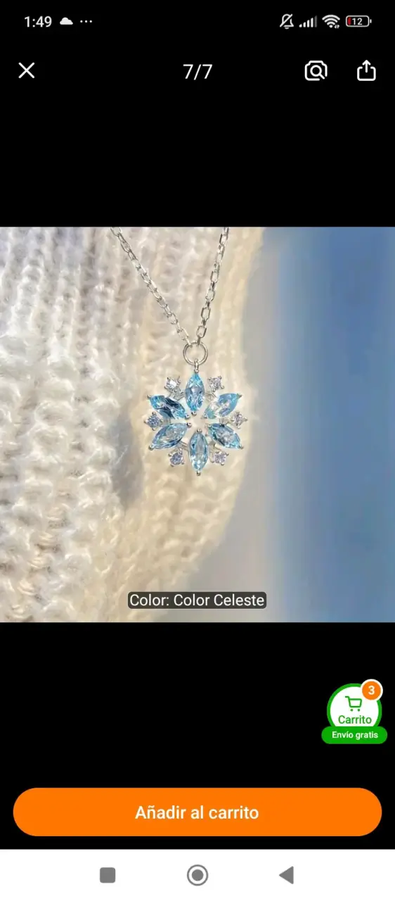 Collar con colgante de copo celeste