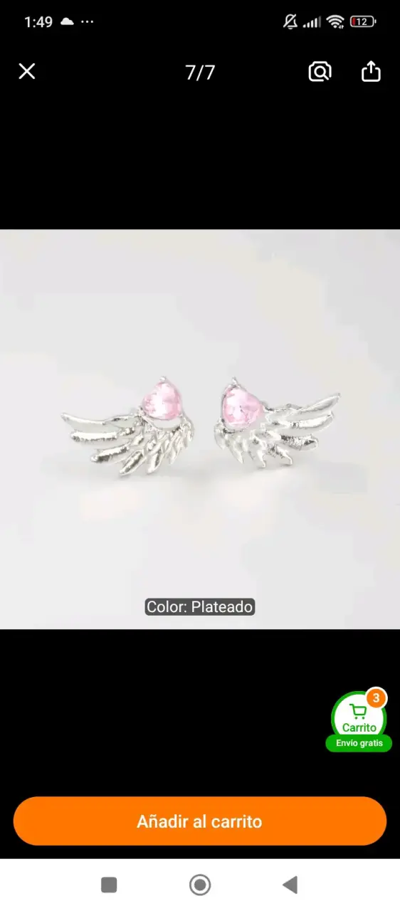 Aros de plata con diseño de alas