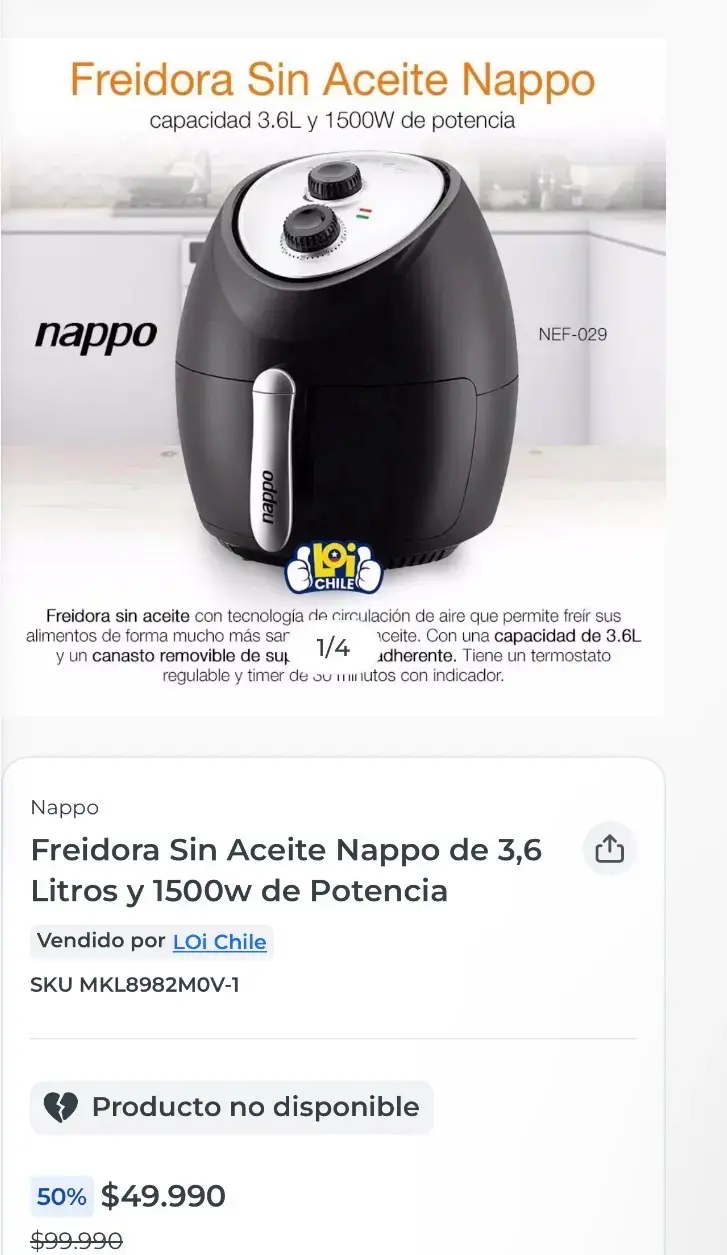 Freidora Sin Aceite Nappo 3.6L - 1