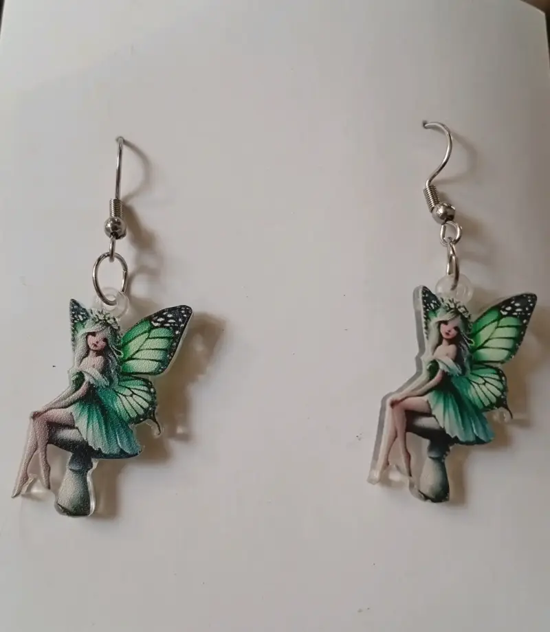 Aros colgantes hada verde