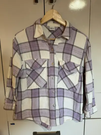 Camisa de franela a cuadros morados - miniatura 1