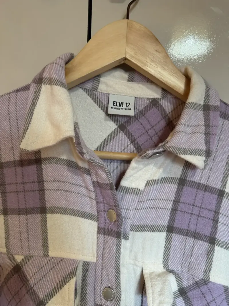Camisa de franela a cuadros morados - 3