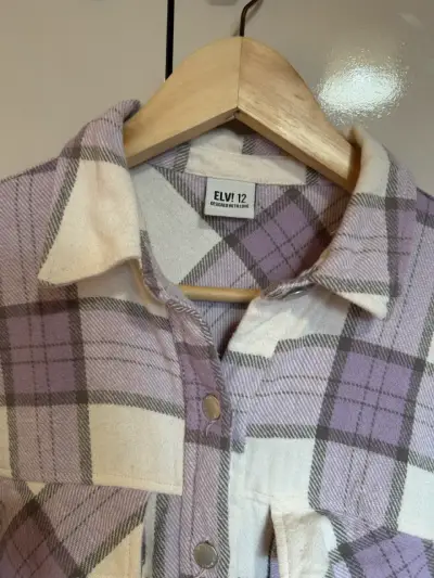 Camisa de franela a cuadros morados - miniatura 3