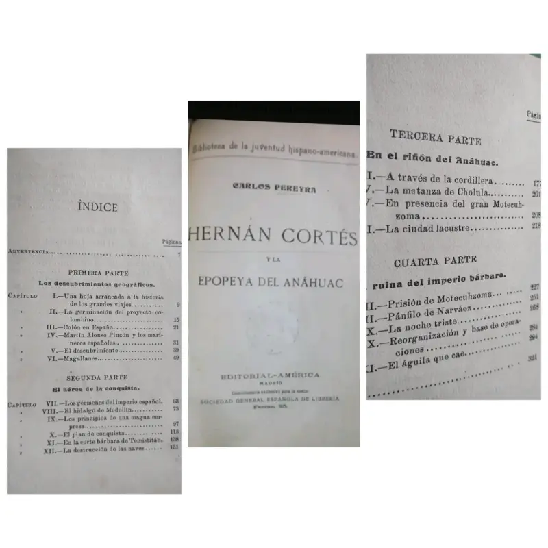 Libro antiguo, Hernán Cortés Epopeya del Anáhuac - 2