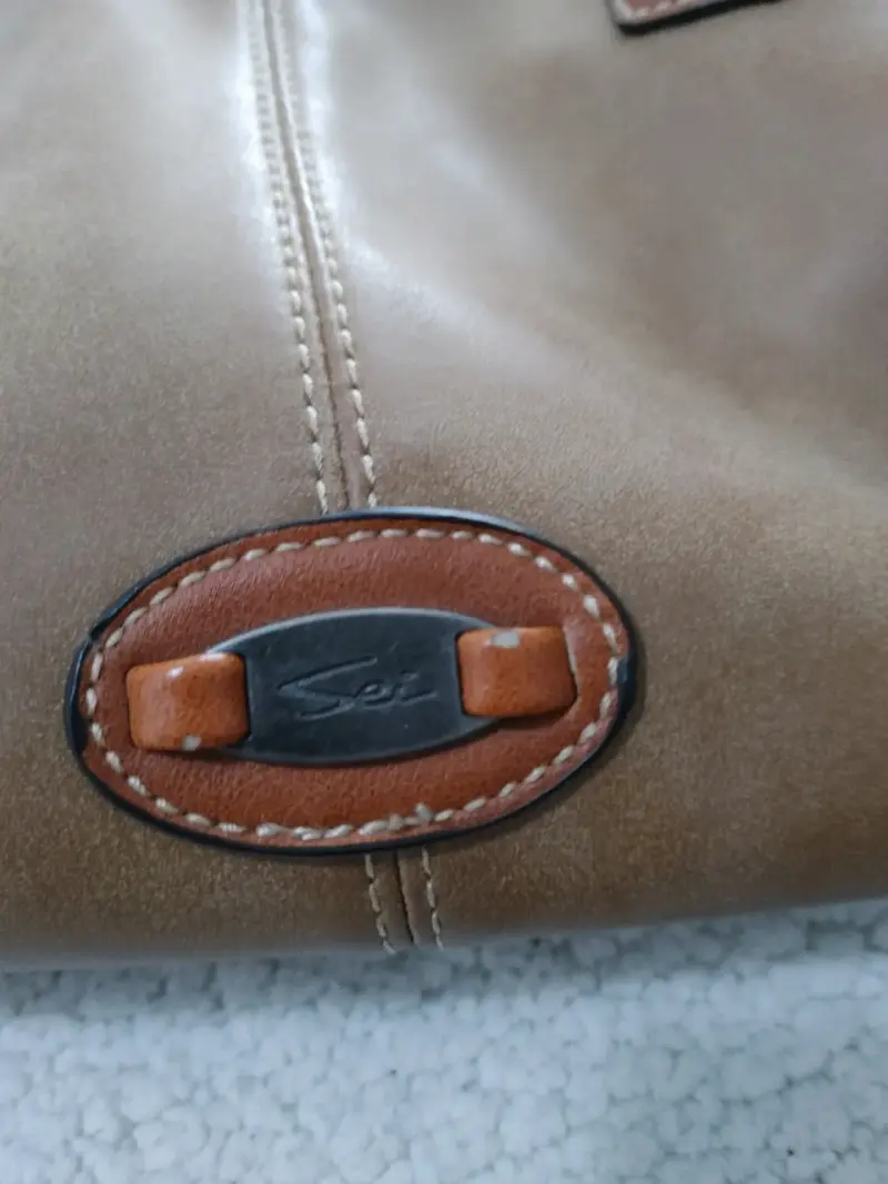 Bolso de mano marrón y beige - 3
