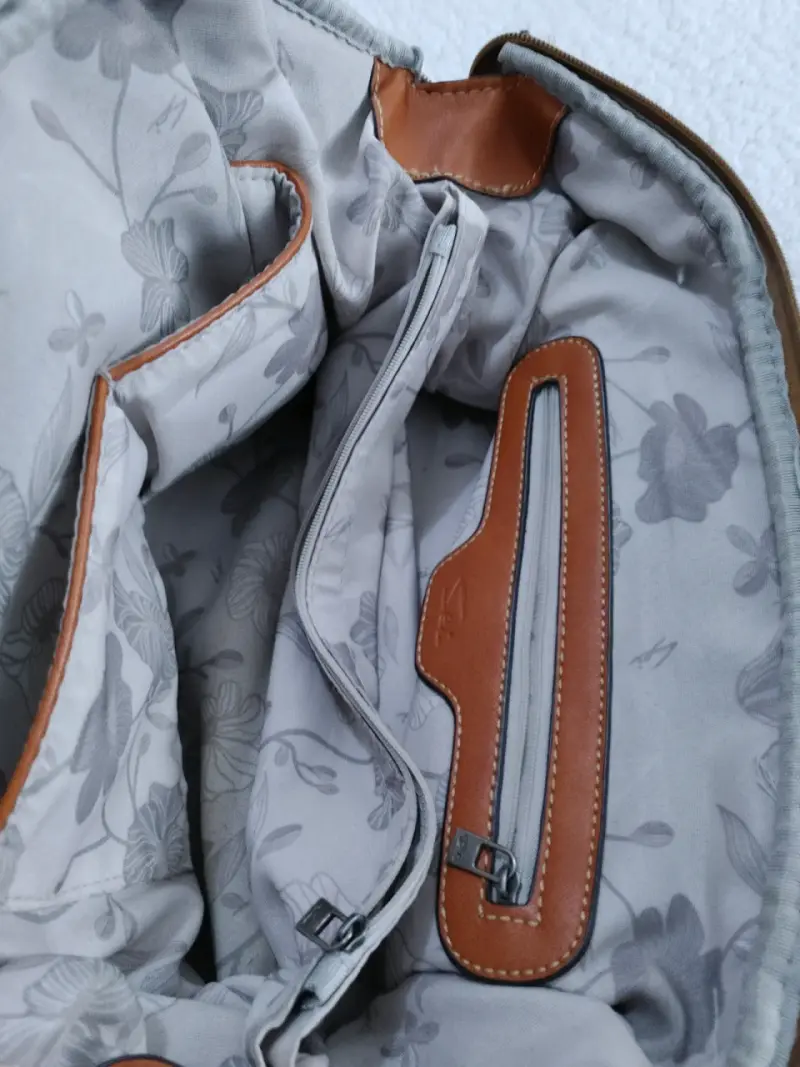Bolso de mano marrón y beige - 4