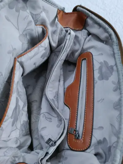 Bolso de mano marrón y beige - miniatura 4