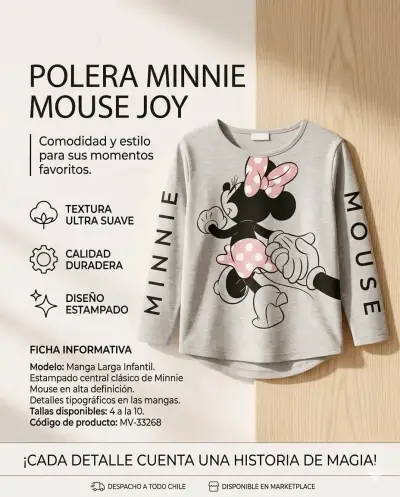 Polera Minnie Mouse Joy gris - miniatura 1