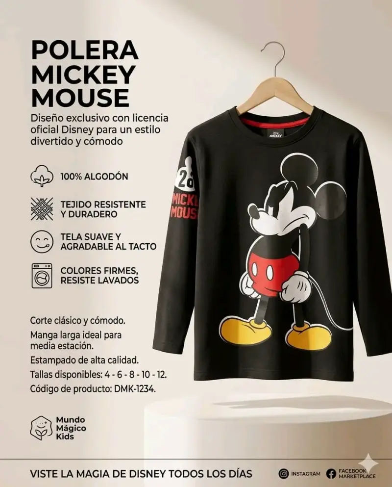 Polera Mickey Mouse negra