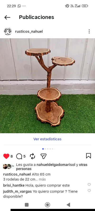 Estantería rústica de madera - miniatura 1