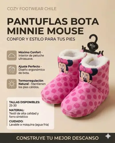 Pantuflas bota Minnie Mouse rosadas - miniatura 1