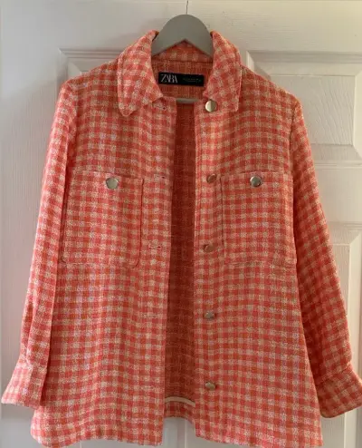 Chaqueta de cuadros naranja ZARA - miniatura 1