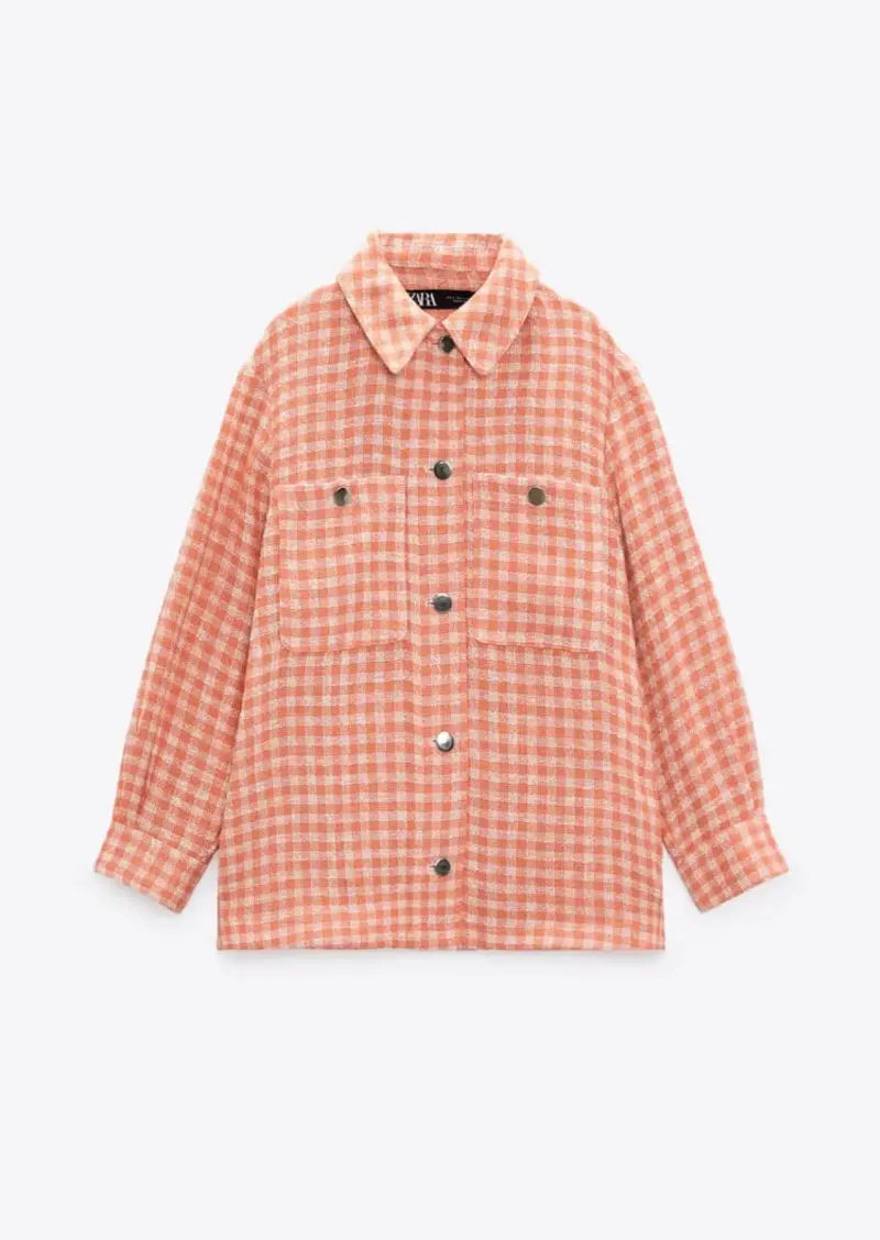 Chaqueta de cuadros naranja ZARA - 2