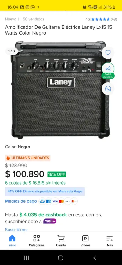 Guitarra electrica ibanez con amplificador - miniatura 6