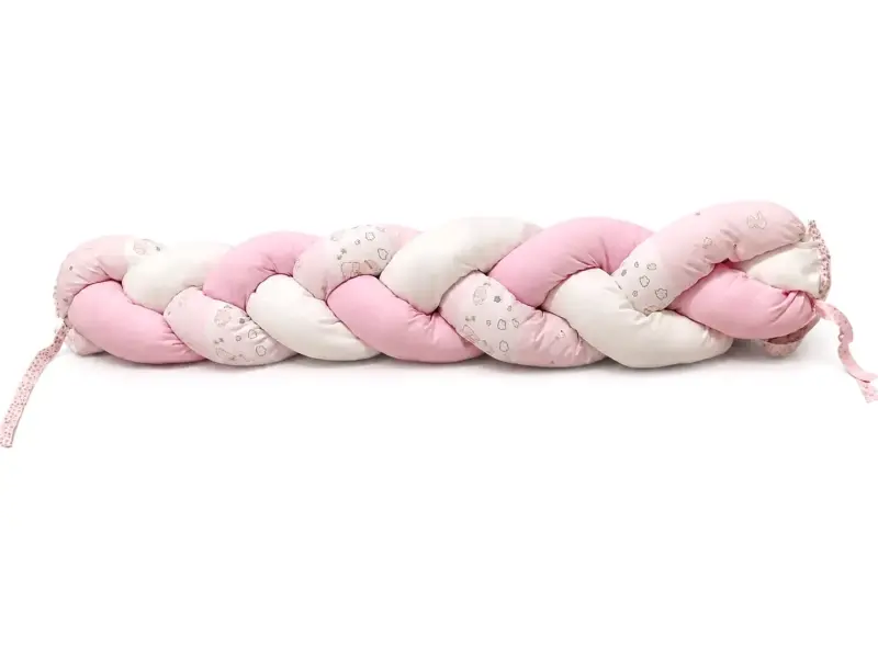 Cojín trenzado Rosa protector para cuna - 1