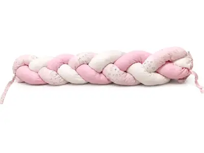 Cojín trenzado Rosa protector para cuna - miniatura 1