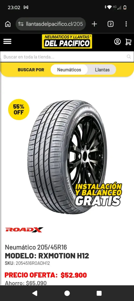 Neumático Roadx RXMotion H12 205/45R16 - 1